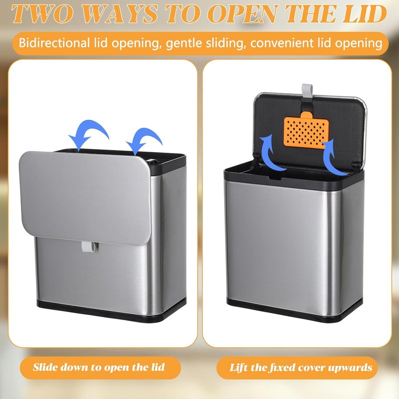 Wenceda Stainless Steel Sanitary Napkin Receptacle Wall Mounted with 100pcs Trash Bags,Tampon Disposal Bin for Bathroom,Toilet Freestanding or Wall Mounted Trash Can 8x5.1x8.4 - Image 3